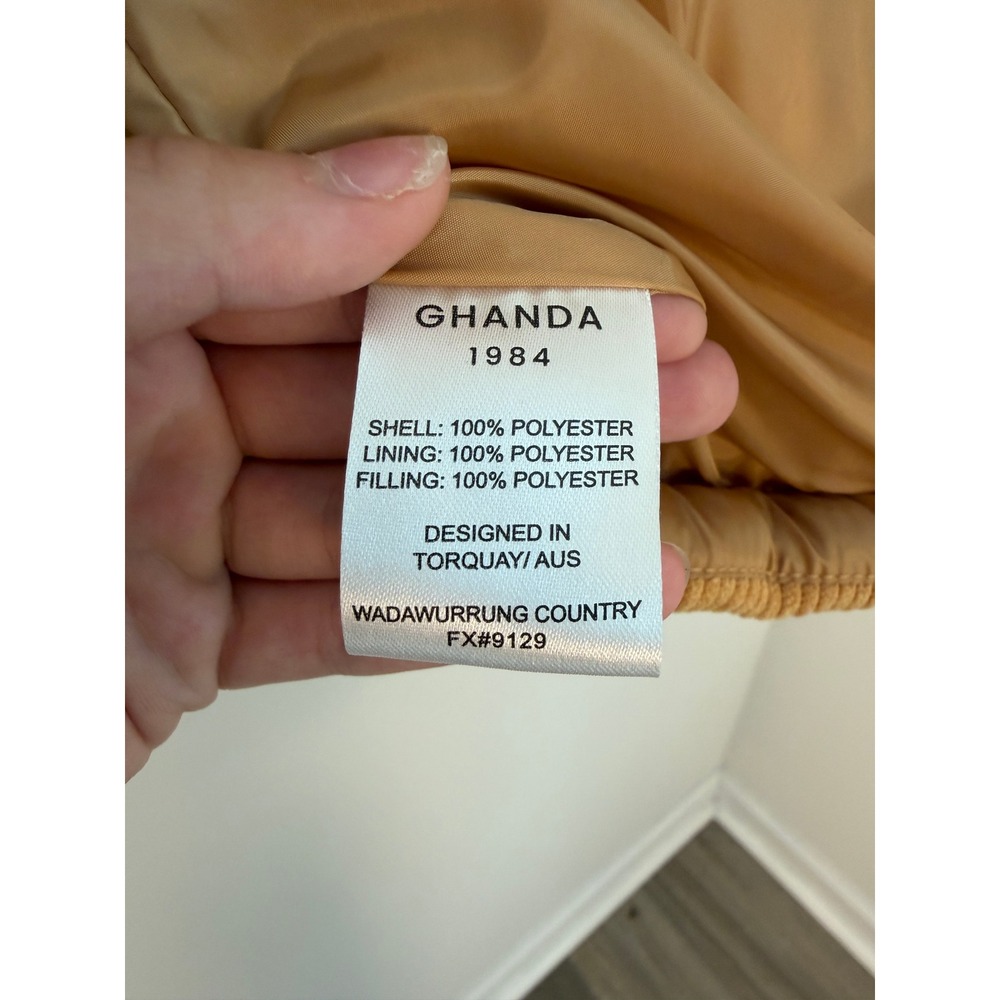 Ghanda Corduroy Puffer Jacket Women Medium Mustard Yellow Quilted Gorpcore Retro - Picture 7 of 11